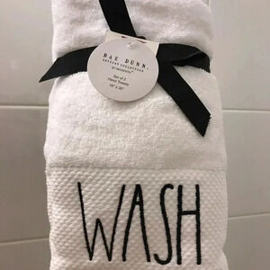 NWT Rae Dunn Wash White Hand Towels Set of 2